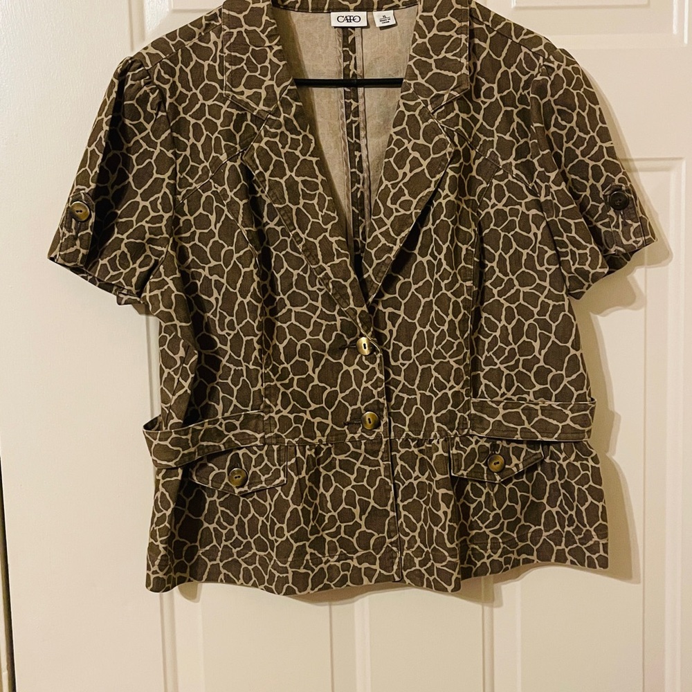 Cato Brown Patterned Button-Up Blouse